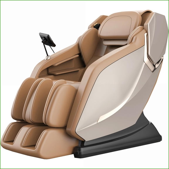 Recliners Zero Gravity Shiatsu Massage L-Track Chair with Airbags, Heat, Voice Control, Bluetooth | Walnut Brown | PU Leather