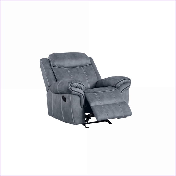 Recliners | Zubaida Two-Tone Slate Gray Velvet Glider Motion Recliner | Slate Gray | Soft Velvet