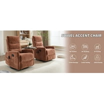 Recliners and Massage Chairs Heat Massage Manual Recliner Chair with Rocker and Swivel in Fabric for Living Room, Orange,Massage Recliners