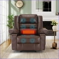 thumbnail image 1 of Recliners with 8-Point Massage & Lumbar Heating, Manual Reclining PU Leather Living Room Chair | Walnut Brown, 1 of 11