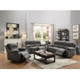 thumbnail image 1 of Reclining 3pc Sofa Set Motion Sofa Loveseat Recliner Chair Functional Plush Breathable Leatherette Slate Blue Plush Arms, 1 of 8