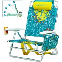 Reclining Beach Chair Backpack 5-Position Lay Flat Lounge Chair for Adults Heavy Duty Portable Folding Lightweight with Cooler Bag Camping Chair for Sand Outdoor