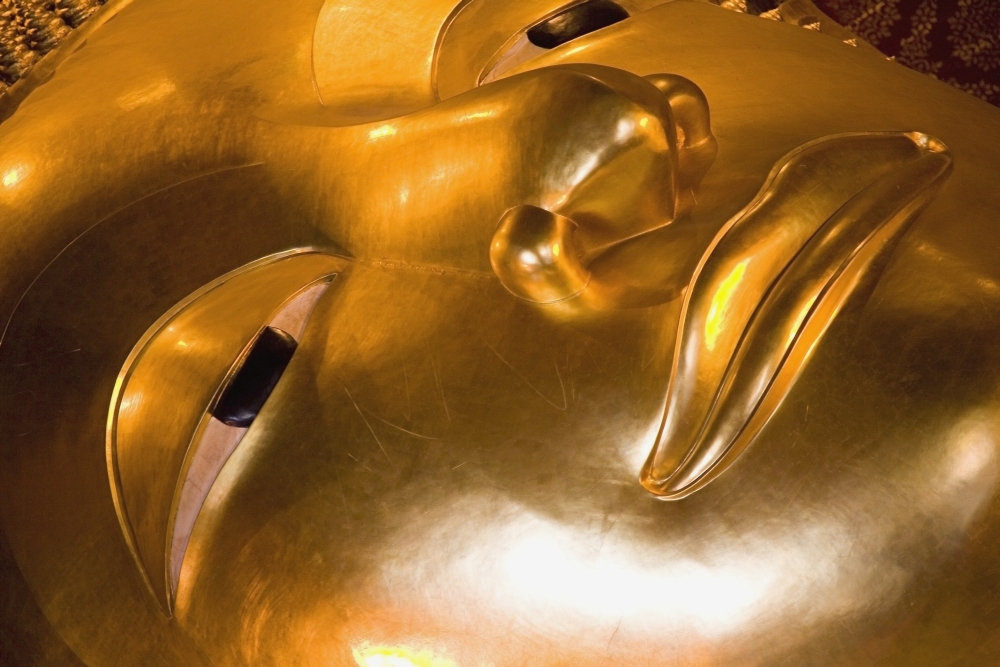 Reclining Buddha At Wat Pho Close Up Canvas Art - Jenny Acheson Design Pics (38 x 24)
