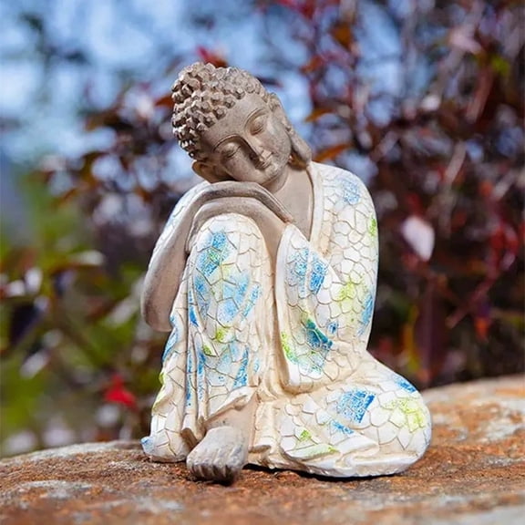 Reclining Buddha Garden Statue, Sleeping Resin Figurine Decor, Peaceful Asian Outdoor Accent, Yard Patio Entryway Ornament, Zen Rockery Display Piece Premium