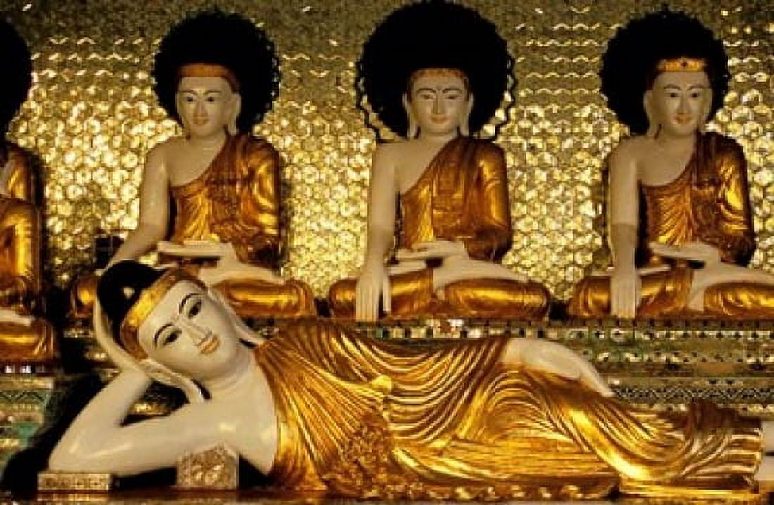 Reclining Buddha Shwedagon Pagoda Yangon Myanmar Canvas Art - Inger Hogstrom DanitaDelimont (36 x 23)