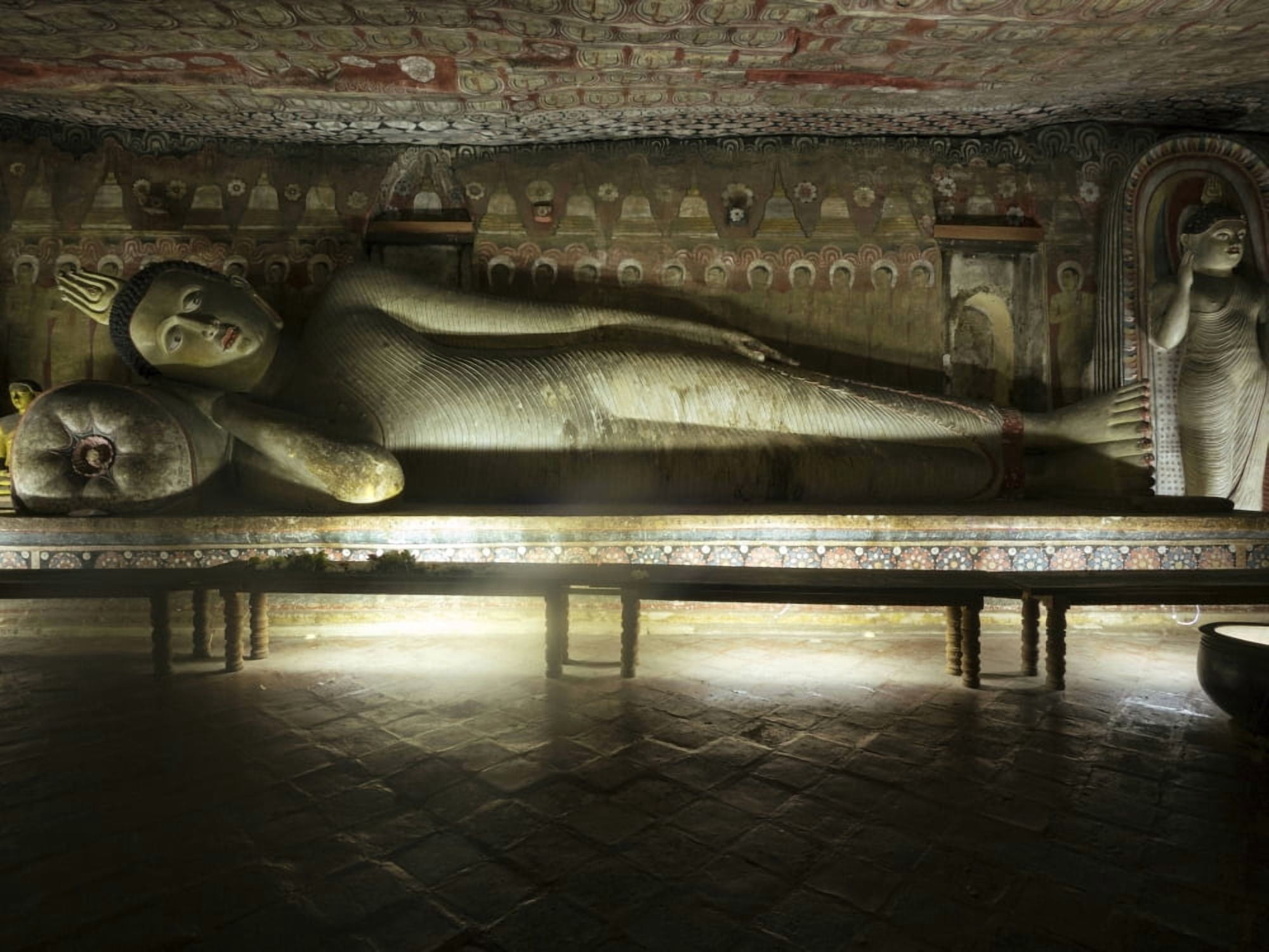 Reclining Buddha statue in Cave III of Dambulla Cave Temple (1st century BCE) Dambulla Central Province Sri Lanka Canvas Art - Panoramic Images (12 x 16)