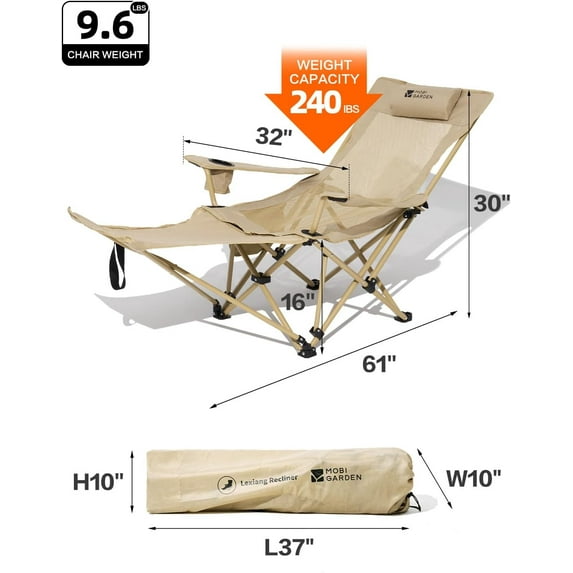 Reclining Camping Chair with Foot Rest