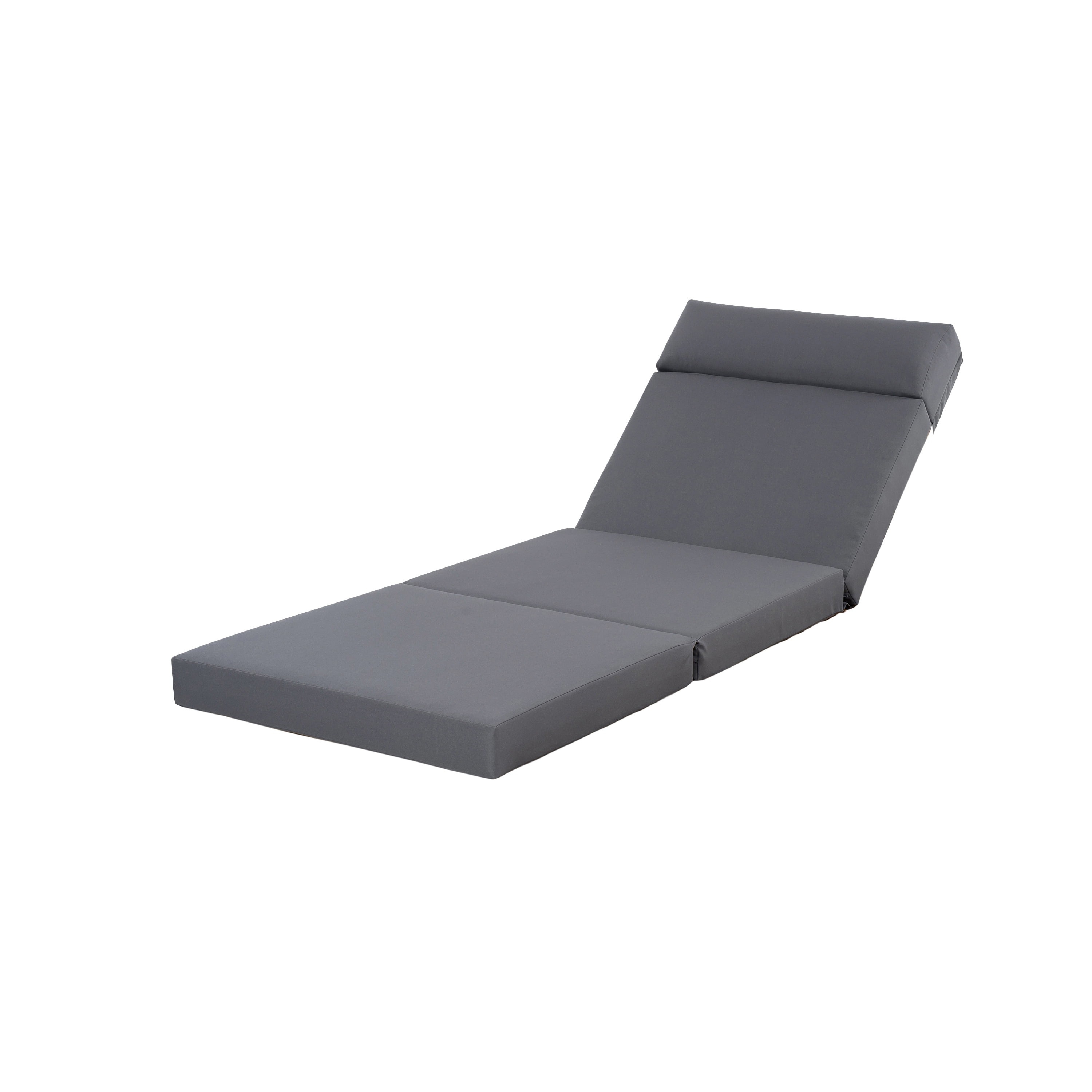 Reclining Chair Cushions, Outdoor High-Density Foam Cushions with Headrest for Patio Chaise Lounge, Dark Grey