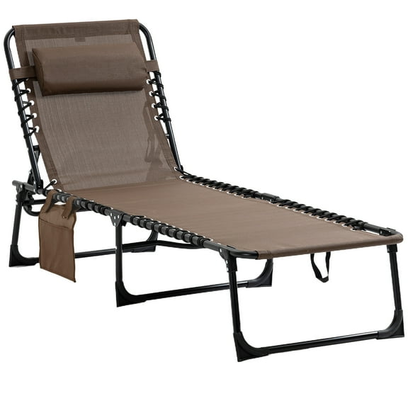 Reclining Chaise Lounge Chair, Portable Sun Lounger, Folding Camping Cot, with Adjustable Backrest