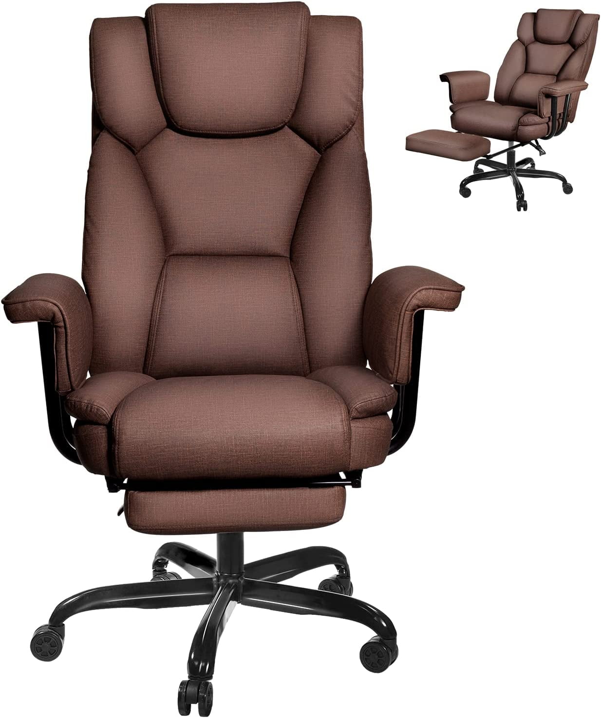 HOMREST Reclining Chair with Massage, Ergonomic Office Breathable Fabric  Executive Computer Chair w/Retractable Footrest, High Back Swivel Recliner