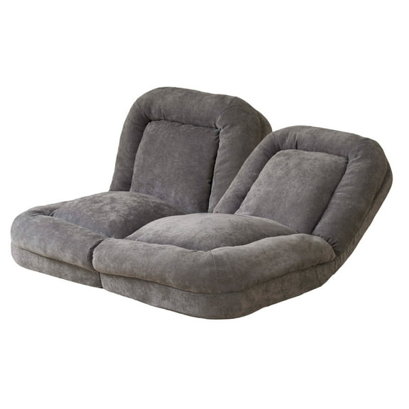 Reclining Floor Sofa Bed with Adjustable Backrests, Large Loveseat Bean Bag Chair Lounger, Gray