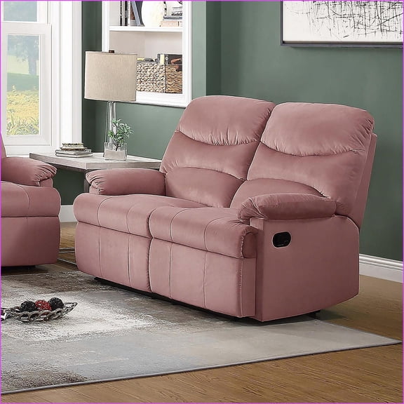 Reclining Loveseat, Manual Motion Tufted | Blush Pink Velvet