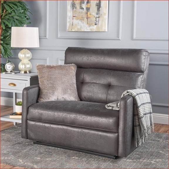 Reclining Loveseat, Modern Push-Back Wall Hugger Microfiber Sofa for Living Room RV | Slate