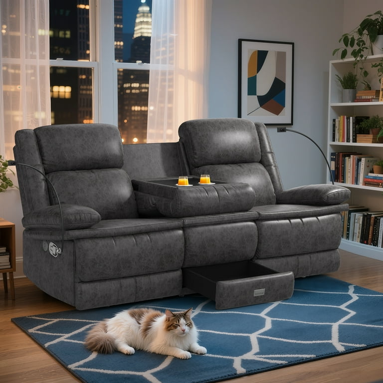 LOBERFVE Loveseat Recliner, Oversize Reclining Sofa with Mobile