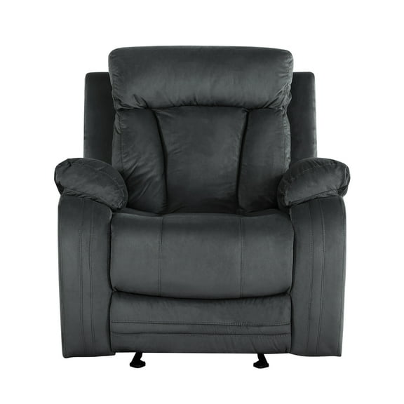 Reclining Microfiber Chair, Lumbar Support Addition, Gray Fabric, Stainless Steel Chair With Relax Mood, Aid, Base