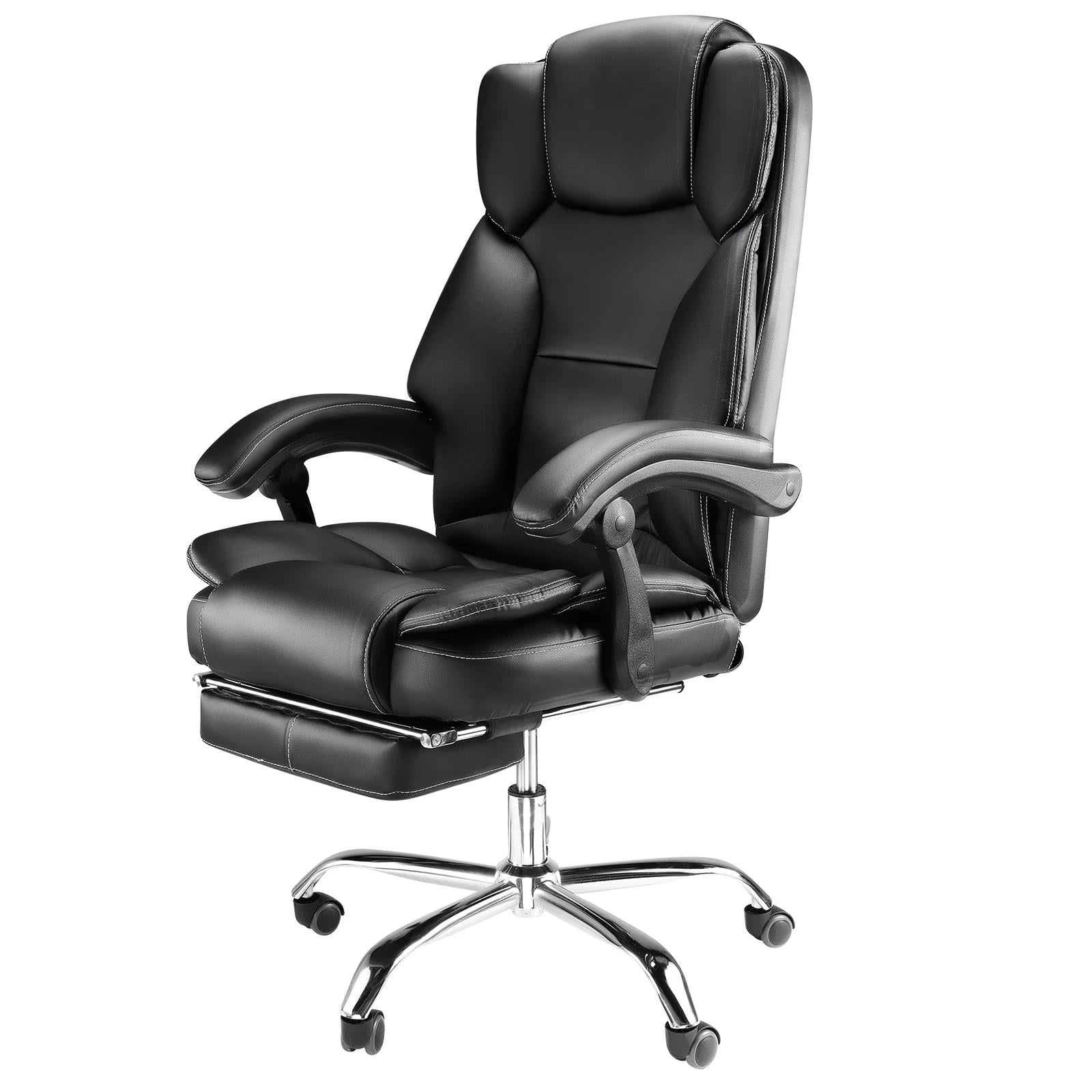 CHURANTY PU Office Chair with Support Cushion And Footrest Portland  Technical Leather Big & Tall Executive Recliner Napping,Black 