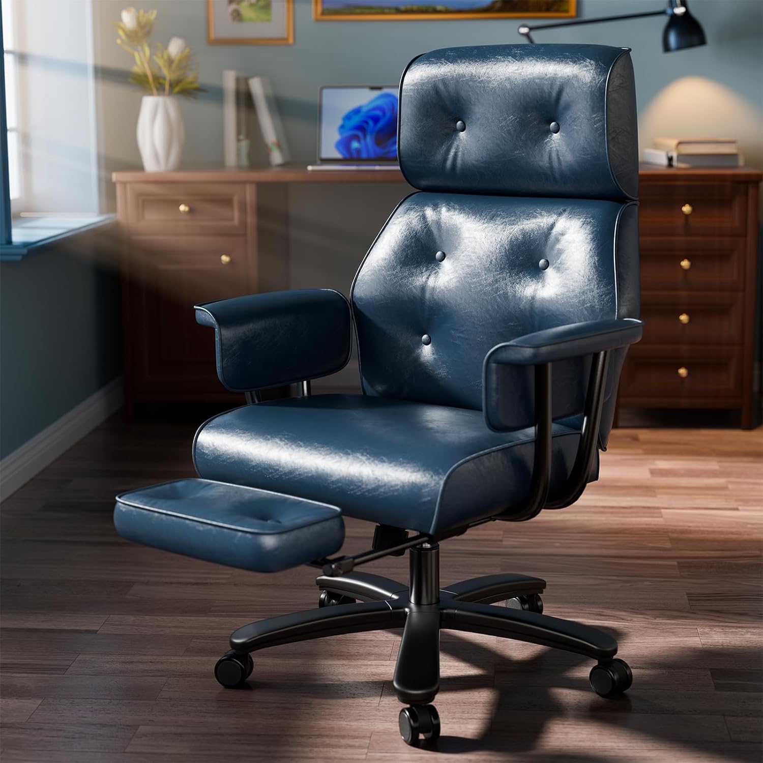 Reclining Office Chair with Footrest, Big and Tall Office Chair 400lbs