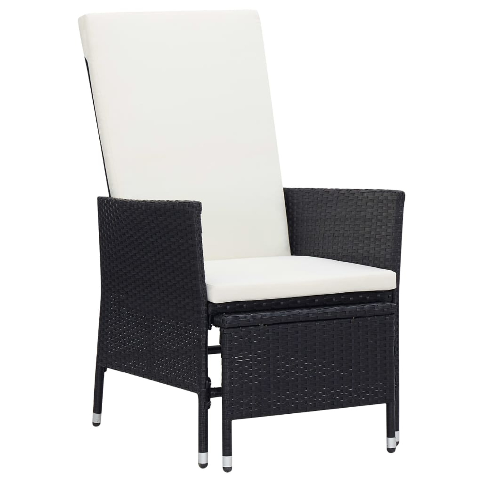 Reclining Patio Chair with Cushions Poly Rattan Black - image 1 of 7