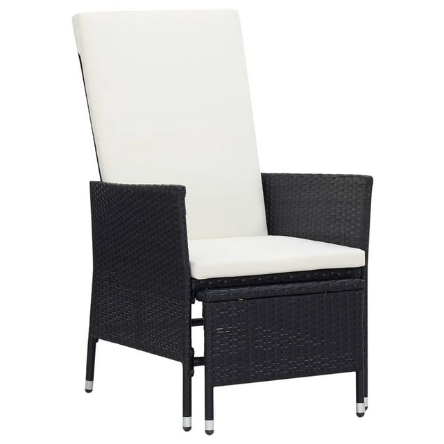 Reclining Patio Chair with Cushions Poly Rattan Black