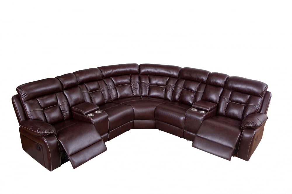 Reclining Section Sofa with Manual Reclining Faux Leather Sofa
