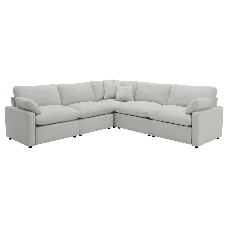 Gray Fabric Five-Piece Power Reclining Modular Sectional Sofa