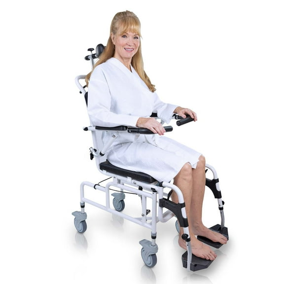 Vive Reclining Shower Commode Transport Chair  3-in-1 Mobility Aid for Post-Surgery Recovery and Bathroom Support