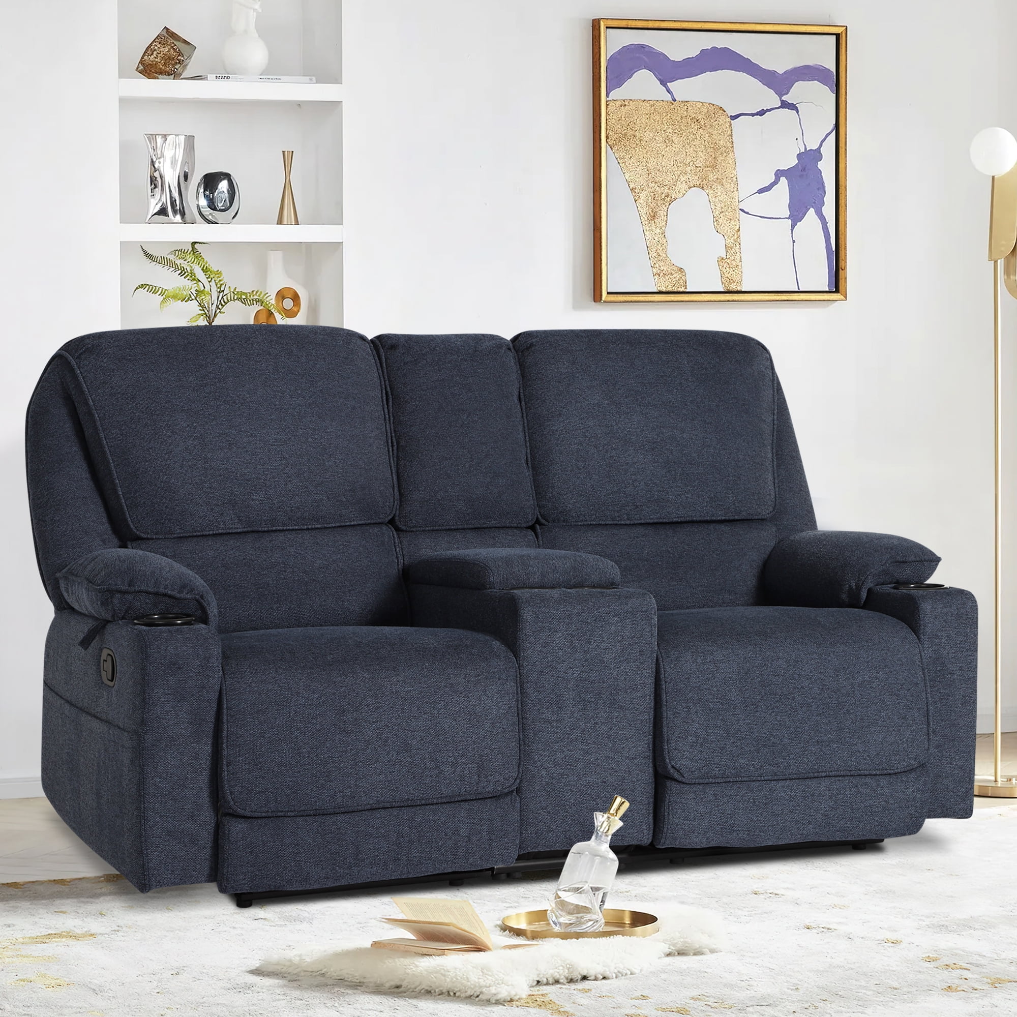 Dual Console 2 Seater Reclining Loveseat with Cup Holders for Comfortable Living Room Experience Walmart