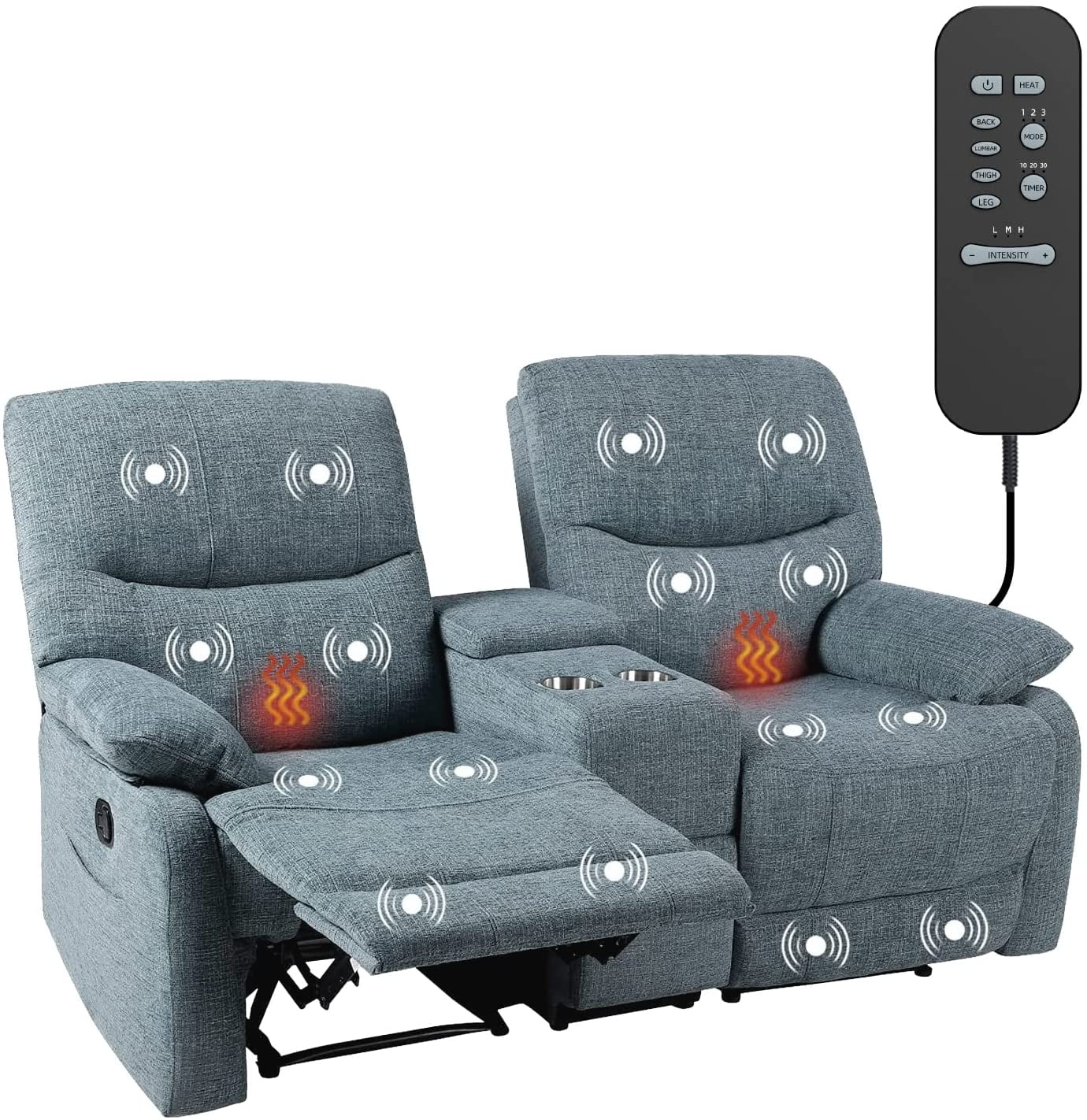 Walmart's Reclining Loveseat with Console, Home Theater Seating, Fabric