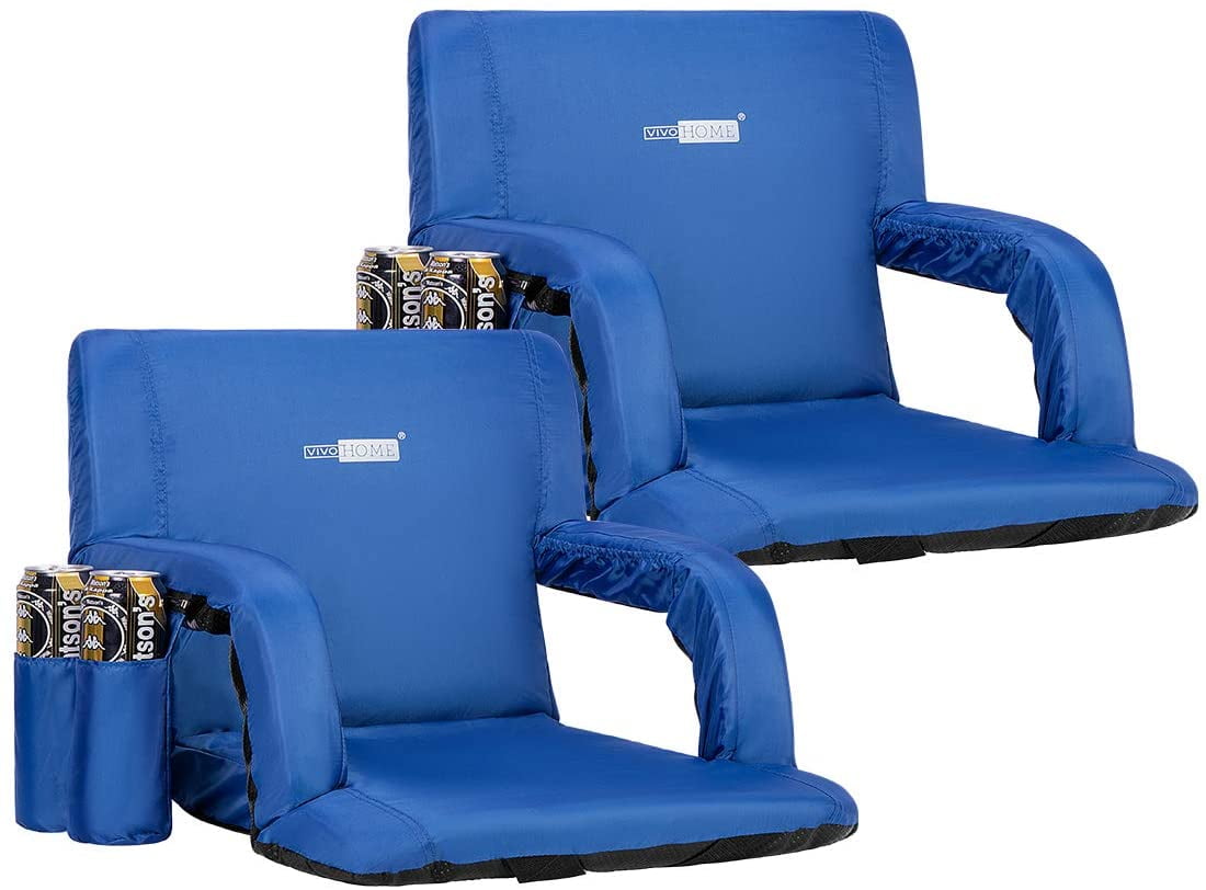 VIVOHOME 20 inch Standard Width Reclining Stadium Seat Chairs with Backrest and Armrests, Portable Cushions for Bleachers, 1 Pack