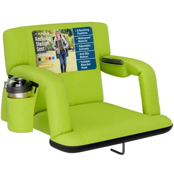 Reclining Stadium Seat Waterproof Foldable Camping Chair6 Adjustable Reclining Positions Extra Thick Padding Wide Back SupportPortable Outdoor Chair for Sports