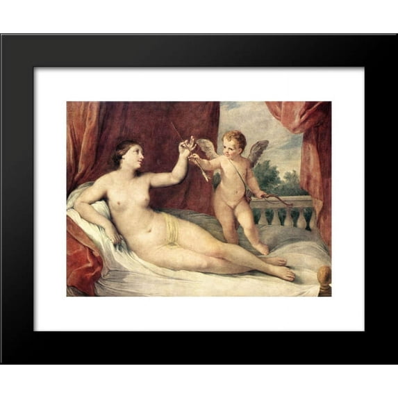 Reclining Venus with Cupid 20x24 Framed Art Print by Reni, Guido