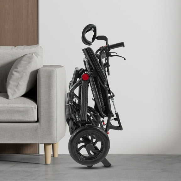 Reclining Wheelchair for Seniors, 90175 Adjustable Transport Chair with Headrest, Foldable Aluminum Frame, Shock-Absorbing Wheels, Flip-Back Armrests & 286 Lbs Capacity