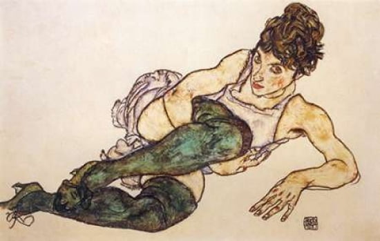 Reclining Woman With Green Stockings Canvas Art - Egon Schiele (24 x 36)
