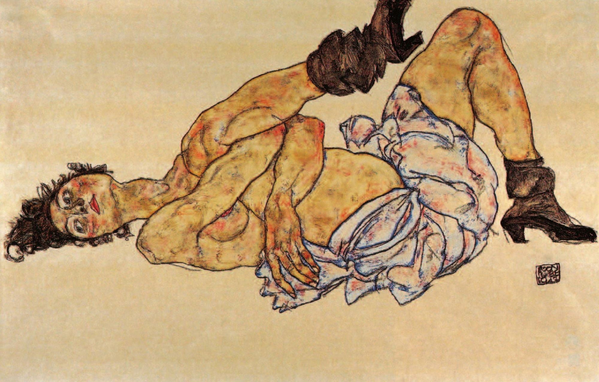Reclining female nude 1917 Canvas Art - Egon Schiele (18 x 24)