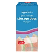 Reclosable Gallon Food Storage Bags, BPA Free, 120 Count
