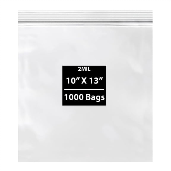 Reclosable Poly Bags 10x13 & (1000 Bags) - 2 Mil Clear Plastic with Resealable Lock Seal Zipper | Durable Poly Baggies | Resealable Zip Top Lock For Jewelry, Storage, Packaging & Shipping