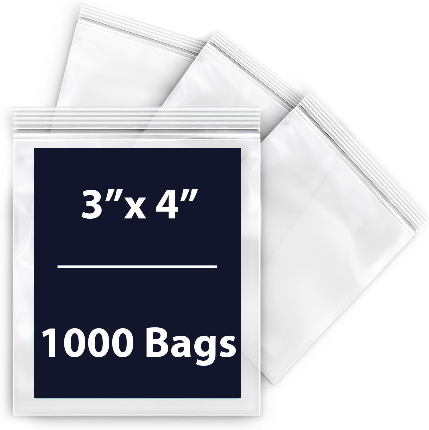 1000 Zipper Block Bags Resealable Plastic Baggies 2 x 2