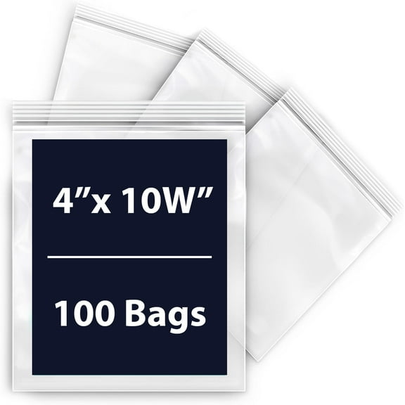 Reclosable Poly Bags White Block - 4x10W & (100 Bags) 2 Mil Clear Plastic with Resealable Lock Seal Zipper Bag | Durable Poly Baggies | Resealable Zip Top Lock For Jewelry, Packaging & Shipping