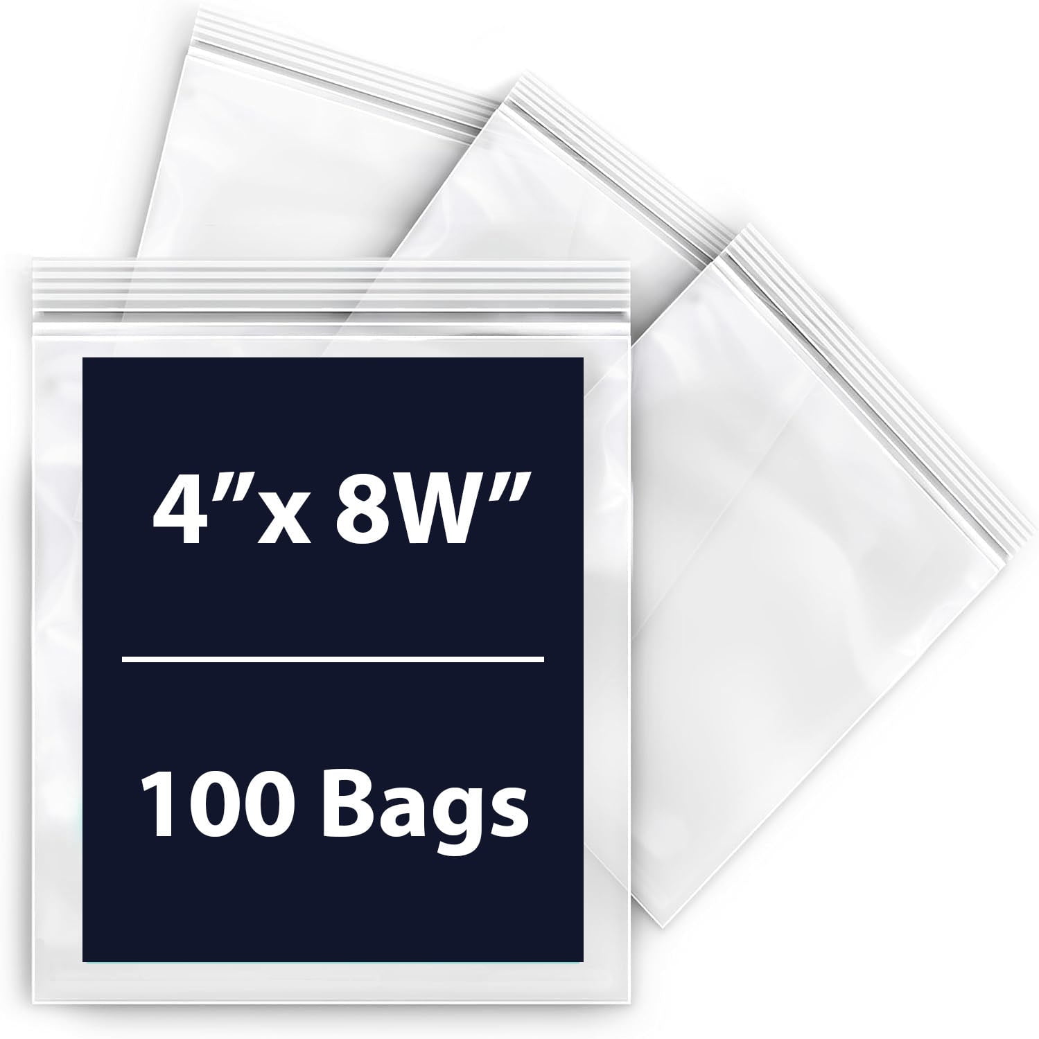 Reclosable Plastic Zipper Bags 2 mil, Clear. (100 Bags)