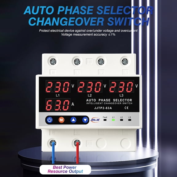 Reclosing Multifunctional Microcontroller Based 3P Protector Digital Voltage Current Display Adjustable Voltage Protective Device Protecting Values Settable Limiting Protective