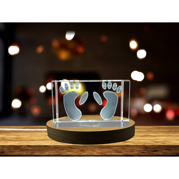 Recognition 3D Laser Engraved Monkey Paw Print Crystal Trophy Award with LED Base for Wildlife Lovers