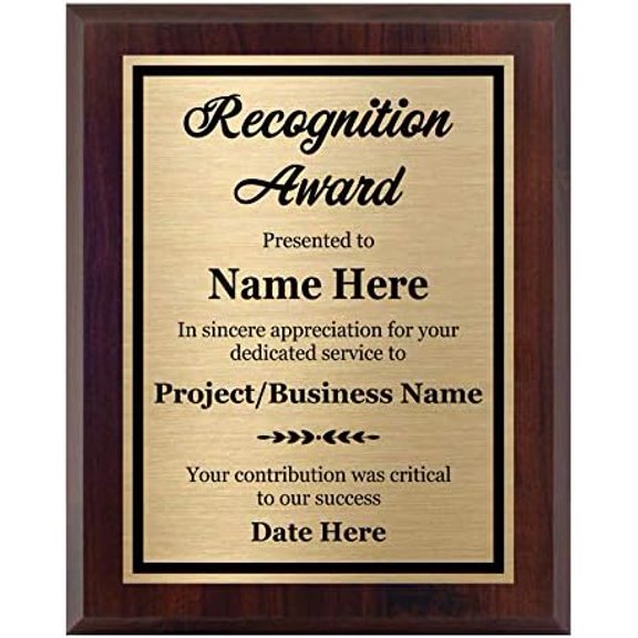 Recognition Plaque 8x10 - Personalized Award for Employee Appreciation - Thank You Gift for Achievement - Customize Now!$$Office