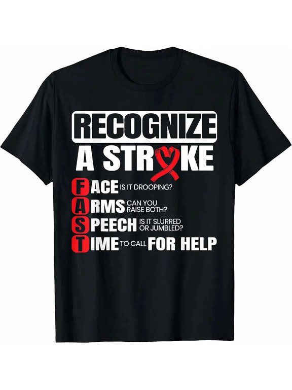 Recognize A Stroke Awareness Brain Attack I Wear Red T-Shirt
