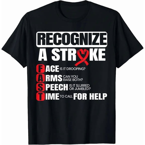 Recognize A Stroke Awareness Brain Attack I Wear Red T-Shirt