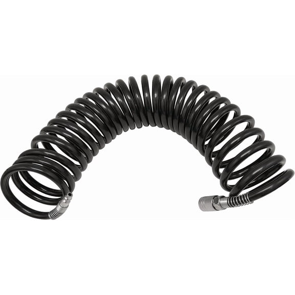 Recoil Air Hose Air Line OD 3/8 Inch Portable Polyurethane Coil Hose with 1/4 Inch Quick Fittings for Air Compressor, Heavy Duty Sprayer and Industrial Usage 25FT