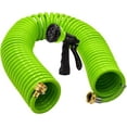 thumbnail image 1 of Recoil Garden Water Hose 50 ft, EVA Curly Water Hose with Brass Connectors, Garden Hose Coil,Includes 7-Pattern Function Sprayer,Retractable,Corrosion Resistant Garden Coil Hose.Green, 1 of 14