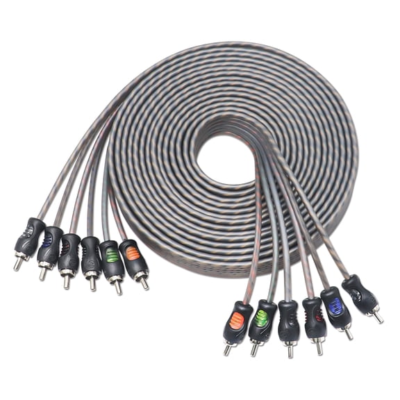 Recoil RCI620 100% Oxygen Free Copper 20ft 6-Channel RCA Audio Cable, Twisted Pair with Noise Reduction