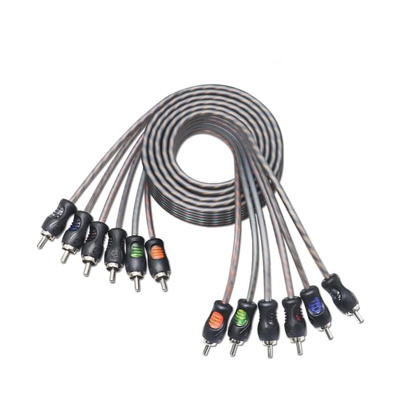 Recoil RCI66 100% Oxygen Free Copper 6ft 6-Channel RCA Audio Cable, Twisted Pair with Noise Reduction