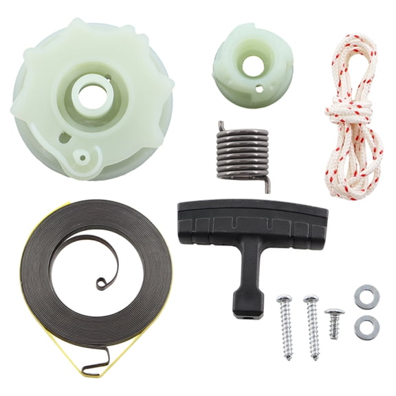 Recoil Starter Pulley Spring Kit for Poulan PP4218 PP4620AV 530071966, with Recoil Spring W/Hub, Starter Rope, Bolt w/Washer Trimmer
