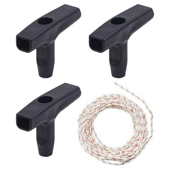 Recoil Starter Rope 10 Meters 3Mm Pull Rope with 3 Starting Handle for Lawn Mower, Chainsaw, String Trimmer, Petrol Engines